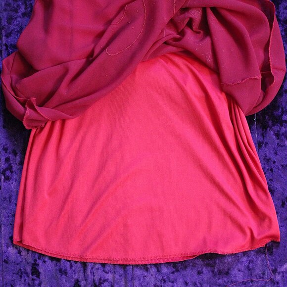 'Michael K.' red double lined floral embroidery pull on knee length skirt - Picture 3 of 4